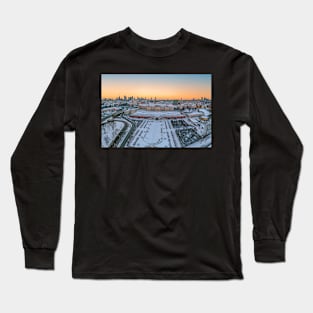 Warsaw Royal Castle, snow-covered roofs and and distant city center at dusk Long Sleeve T-Shirt
